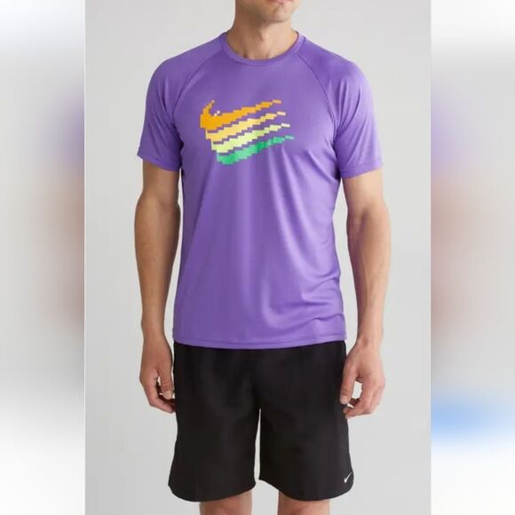 Nike Men Digi Swoosh Short Sleeve Hydroguard Purple Size M - Picture 14 of 14